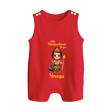Little Surapadman Slayer Romper Suit | Personalized Baby Romper Suit for Murugan's Heroic Deeds - RED - 0 - 5 Months Old (Chest 18")