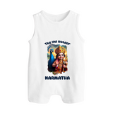 The Vel Holder Romper Suit | Custom Baby Romper Suit for Murugan's Sacred Vel - WHITE - 0 - 5 Months Old (Chest 18")