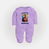 The Vel Holder Sleep Suit | Custom Baby Sleep Suit for Murugan's Sacred Vel - LILAC - New Born (Chest 7.5")