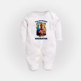 The Vel Holder Sleep Suit | Custom Baby Sleep Suit for Murugan's Sacred Vel - WHITE - New Born (Chest 7.5")