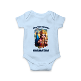 The Vel Holder Romper / Onesie | Custom Baby Romper / Onesie for Murugan's Sacred Vel - BABY BLUE - New Born (Chest 14")