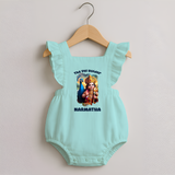The Vel Holder Romper Frock | Custom Baby Romper Frock for Murugan's Sacred Vel - MINT GREEN - 0 - 3 Months Old (Chest 19")