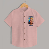 The Vel Holder Shirt | Custom Baby Shirt for Murugan's Sacred Vel - PEACH - 0 - 6 Months Old (Chest 23")