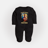 The Vel Holder Sleep Suit | Custom Baby Sleep Suit for Murugan's Sacred Vel - BLACK - New Born (Chest 7.5")