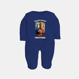 The Vel Holder Sleep Suit | Custom Baby Sleep Suit for Murugan's Sacred Vel - NAVY BLUE - New Born (Chest 7.5")