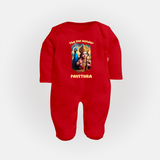 The Vel Holder Sleep Suit | Custom Baby Sleep Suit for Murugan's Sacred Vel - RED - New Born (Chest 7.5")