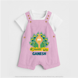 Saravana Bhava Dungaree Set | Custom Baby Dungaree Set for Murugan Worship - BABY PINK - 0 - 5 Months Old (Chest 18")