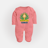 Saravana Bhava Sleep Suit | Custom Baby Sleep Suit for Murugan Worship - PEACH - New Born (Chest 7.5")