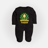 Saravana Bhava Sleep Suit | Custom Baby Sleep Suit for Murugan Worship - BLACK - New Born (Chest 7.5")