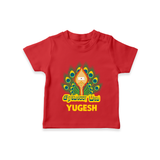 Saravana Bhava T-Shirt | Custom Baby T-Shirt for Murugan Worship - RED - 0-5 Months Old (Chest 17")