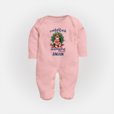 Vetrivel Muruganuku Arohara Sleep Suit | Personalized Baby Sleep Suit for Murugan Devotees - BABY PINK - New Born (Chest 7.5")