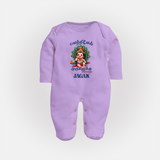 Vetrivel Muruganuku Arohara Sleep Suit | Personalized Baby Sleep Suit for Murugan Devotees - LILAC - New Born (Chest 7.5")