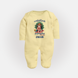 Vetrivel Muruganuku Arohara Sleep Suit | Personalized Baby Sleep Suit for Murugan Devotees - PASTEL YELLOW - New Born (Chest 7.5")