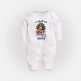 Vetrivel Muruganuku Arohara Sleep Suit | Personalized Baby Sleep Suit for Murugan Devotees - WHITE - New Born (Chest 7.5")