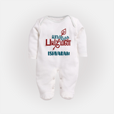 Yamiruka Bhayam Yen Sleep Suit | Customized Baby Sleep Suit for Murugan's Blessings - WHITE - New Born (Chest 7.5")