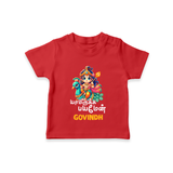 Yamiruka Bhayam Yen T-Shirt | Custom T-Shirt for Murugan's Blessings - RED - 0-5 Months Old (Chest 17")