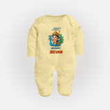 Alagendra Solluku Muruga Sleep Suit | Personalized Baby Sleep Suit for Murugan Celebrations - PASTEL YELLOW - New Born (Chest 7.5")