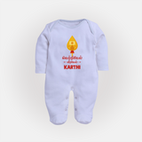 Vetrivel VeeraVel Sleep Suit | Custom Baby Sleep Suit for Murugan's Divine Power - BABY BLUE - New Born (Chest 7.5")