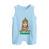 Murugan Thunai Romper Suit | Personalized Baby Romper Suit for Murugan's Protection - BABY BLUE - 0 - 5 Months Old (Chest 18")
