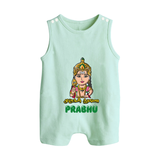 Murugan Thunai Romper Suit | Personalized Baby Romper Suit for Murugan's Protection - MINT GREEN - 0 - 5 Months Old (Chest 18")