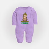 Murugan Thunai Sleep Suit | Personalized Baby Sleep Suit for Murugan's Protection - LILAC - New Born (Chest 7.5")