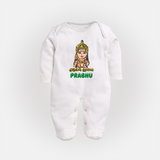 Murugan Thunai Sleep Suit | Personalized Baby Sleep Suit for Murugan's Protection - WHITE - New Born (Chest 7.5")
