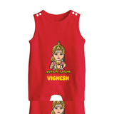 Murugan Thunai Romper Suit | Personalized Baby Romper Suit for Murugan's Protection - RED - 0 - 5 Months Old (Chest 18")