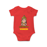 Murugan Thunai Romper / Onesie | Personalized Baby Romper / Onesie for Murugan's Protection - RED - New Born (Chest 14")