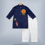 Muruga Divine Blessings Kurta Set | Auspicious Attire for Sacred Moments - NAVY BLUE - 3 - 6 Months Old (Chest 24", Kurta Length 14'', Waist 19", Pant Length 14")