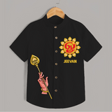 Muruga Divine Blessings Shirt | Auspicious Attire for Sacred Moments - BLACK - 0 - 6 Months Old (Chest 23")