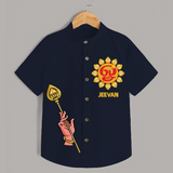 Muruga Divine Blessings Shirt | Auspicious Attire for Sacred Moments - NAVY BLUE - 0 - 6 Months Old (Chest 23")