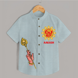 Muruga Divine Blessings Shirt | Auspicious Attire for Sacred Moments - ARCTIC BLUE - 0 - 6 Months Old (Chest 23")