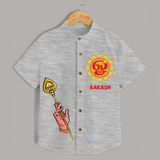 Muruga Divine Blessings Shirt | Auspicious Attire for Sacred Moments - GREY - 0 - 6 Months Old (Chest 23")