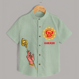 Muruga Divine Blessings Shirt | Auspicious Attire for Sacred Moments - MINT GREEN - 0 - 6 Months Old (Chest 23")