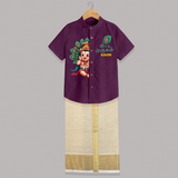 Muruga's Grace Shirt and Dhoti | Custom Design for Men's Traditional Wear - GRAPE - 0 - 6 Months Old (Chest-23") (Dhoti length-14")