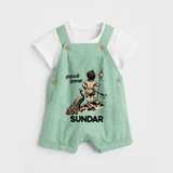 Little Murugan Devotee – Name Personalised Kids Dungaree - MINT GREEN - 0 - 5 Months Old (Chest 18")