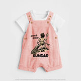 Little Murugan Devotee – Name Personalised Kids Dungaree - PEACH - 0 - 5 Months Old (Chest 18")