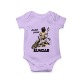 Little Murugan Devotee – Name Personalised Kids Romper - LILAC - New Born (Chest 14")