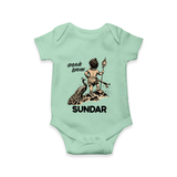 Little Murugan Devotee – Name Personalised Kids Romper - MINT GREEN - New Born (Chest 14")
