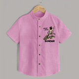 Little Murugan Devotee – Name Personalised Kids Shirt - BABY PINK - 0 - 6 Months Old (Chest 23")