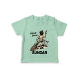 Little Murugan Devotee – Name Personalised Kids T-Shirt - MINT GREEN - 0-5 Months Old (Chest 17")