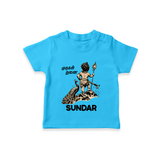 Little Murugan Devotee – Name Personalised Kids T-Shirt - SKY BLUE - 0-5 Months Old (Chest 17")