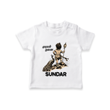 Little Murugan Devotee – Name Personalised Kids T-Shirt - WHITE - 0-5 Months Old (Chest 17")