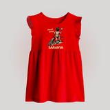 Little Murugan Devotee – Name Personalised Kids Baby Frock - RED - 0 - 3 Months Old (Chest 17")