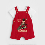 Little Murugan Devotee – Name Personalised Kids Dungaree - RED - 0 - 5 Months Old (Chest 18")