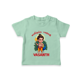 Vel Vel Muruga – Cute Baby Murugan Personalised Kids T-Shirt - MINT GREEN - 0-5 Months Old (Chest 17")