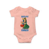 Divine Muruga Illustration Personalised Kids Romper - PEACH - New Born (Chest 14")