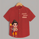 Murugan Thunai Name Personalised Kids Shirt - RED - 0 - 6 Months Old (Chest 23")