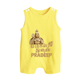 Golden Murugan Idol – Name Personalised Kids Romper Suit - PASTEL YELLOW - 0 - 5 Months Old (Chest 18")