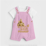 Golden Murugan Idol – Name Personalised Kids Dungaree - BABY PINK - 0 - 5 Months Old (Chest 18")